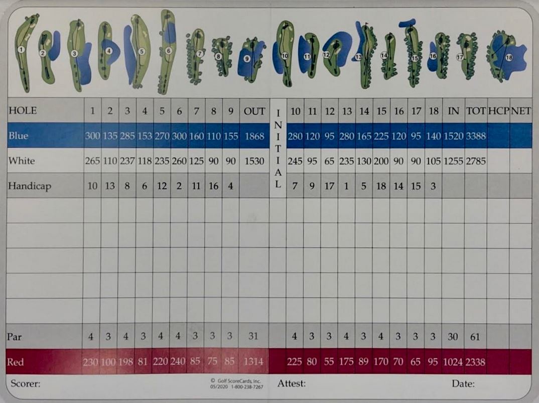 Scorecard Bonita Fairways Golf Club